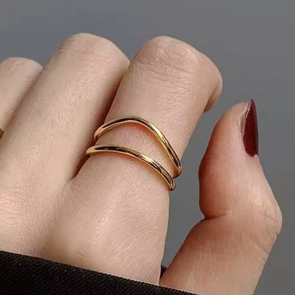 Anthropologie | 14K Gold filled Adjustable Stacker Ring - Picture 1 of 5